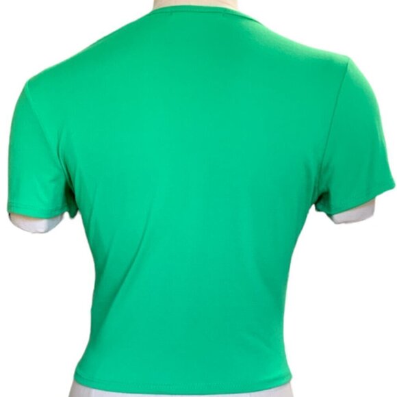 Gaze Short Sleeve Cropped Tee Top Sz M Green #29i - Picture 4 of 7
